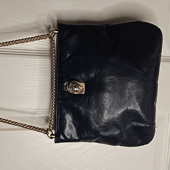 Vintage Ruth Saltz cougar head navy blue gold chain strap - Picture 8 of 13